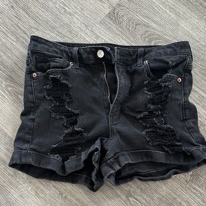 American Eagle Outfitters Black Distressed Jean Shorts